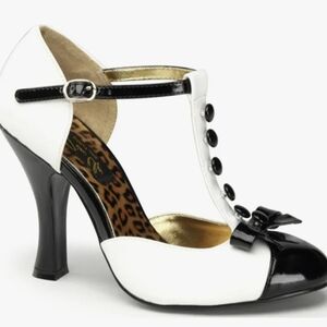 Pinup Couture Black and White Button Heels